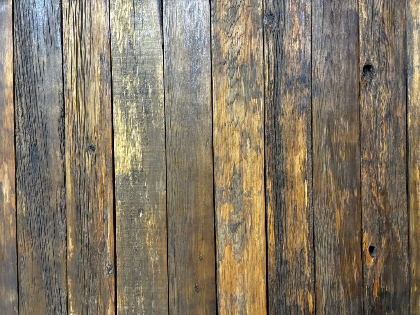 はしけ板古材 ラスティックグレード クリア塗装仕上/サンディング加工 厚15-20mm 幅100-120mm 長さ1900-1930mm