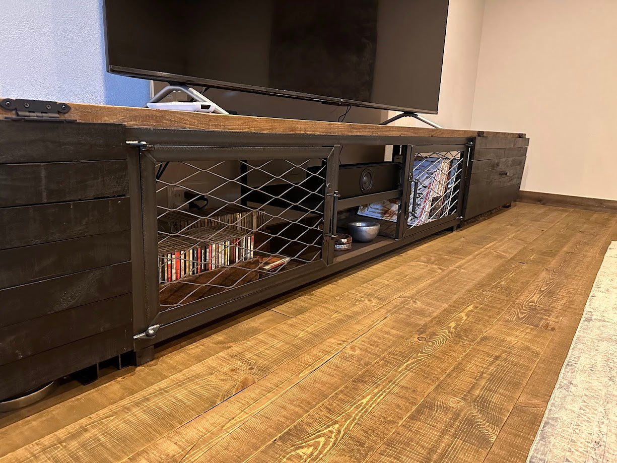 アイアンフレームと古材のテレビ台・ローボード(完成品) 長さ1,500mm