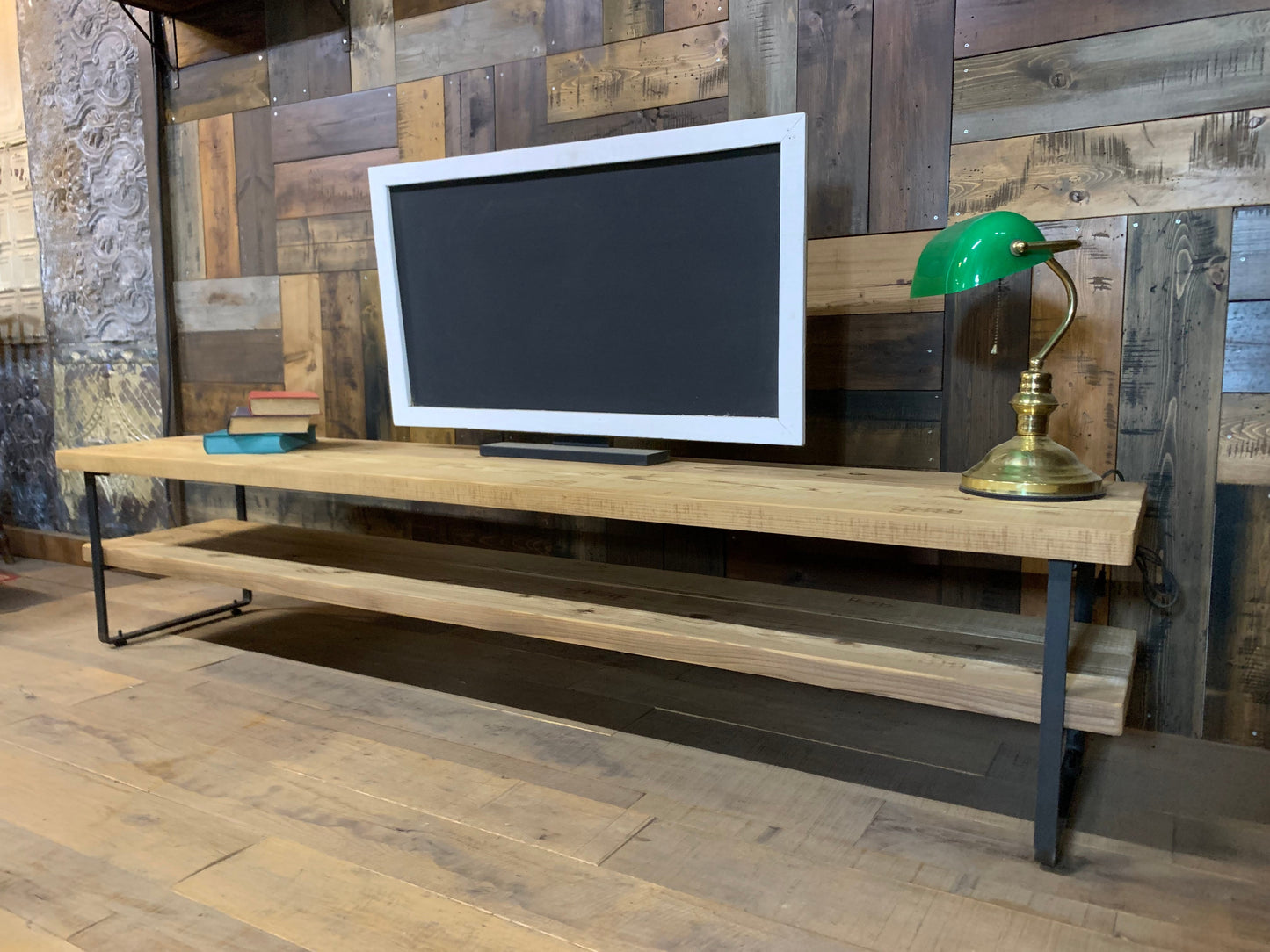 簡単DIYで作るアイアンレッグのテレビ台・ローボード (スチームドライウッド/サンディング加工無塗装) 長さ2,000mm