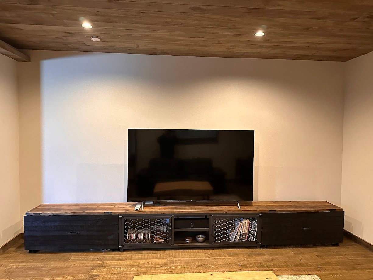 アイアンフレームと古材のテレビ台・ローボード（完成品） 長さ1,500mm